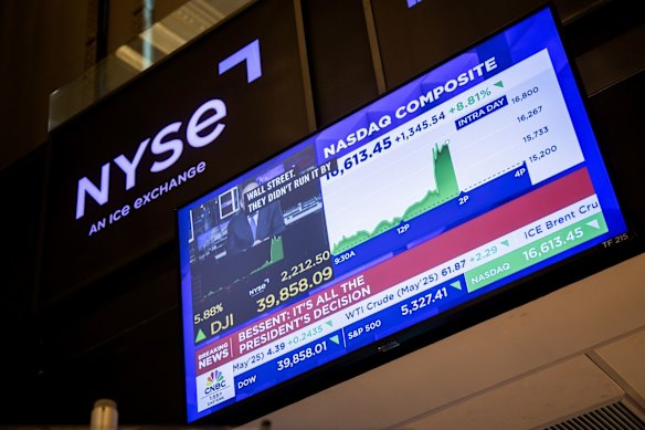 Stocks surged on Wall Street after President Donald Trump said he’d pause some tariffs on dozens of countries for 90 days.