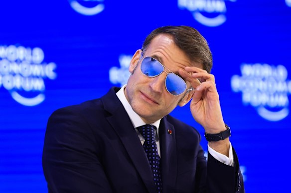 French President Emmanuel Macron during the World Economic Forum (WEF) in Davos, Switzerland, on Tuesday.