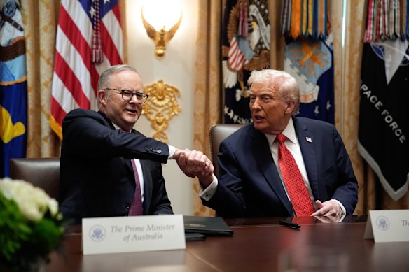 Prime Minister Anthony Albanese with US President Donald Trump at the White House in October.