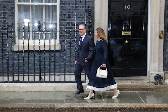 Keir Starmer and wife, Victoria Starmer, depart 10 Downing Street.