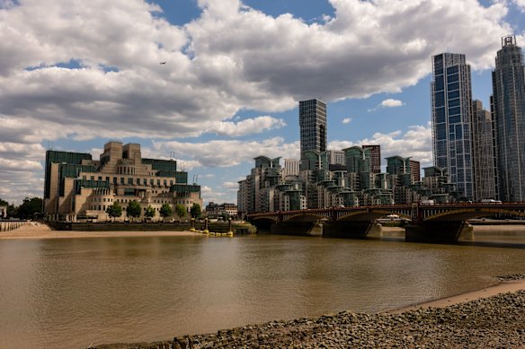 The headquarters of the UK’s Secret Intelligence Service, known as MI6, left, on the River Thames in London, 