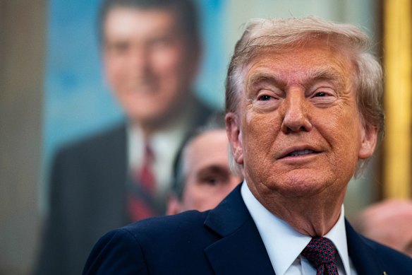 US President Donald Trump in the Oval Office on Tuesday.