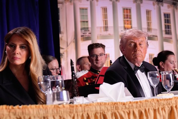 US First Lady Melania Trump and President Donald Trump at the White House Correspondents’ Association dinner.