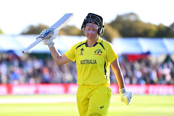 Alyssa Healy after scoring 170 against England in the 2022 World Cup final.
