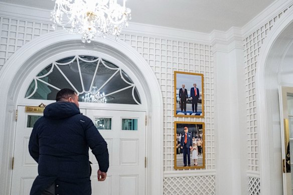 A photo of Donald Trump with Vladimir Putin hanging in the White House.