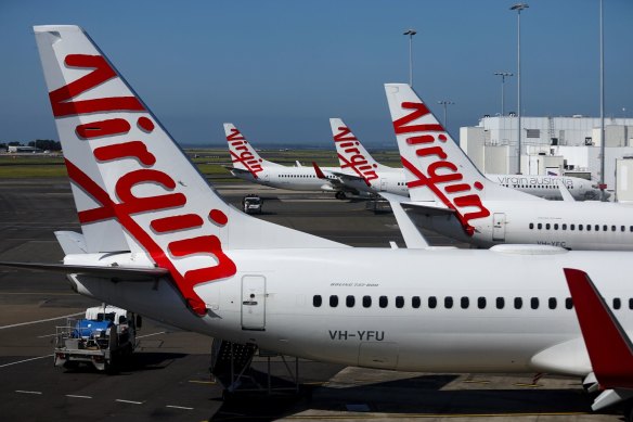 Virgin Australia aircraft in Sydney. The company hopes to be listed on the ASX by June.
