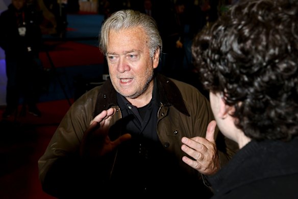 Steve Bannon, pictured at last year’s Conservative Political Action Group in Washington, says Donald Trump will seek a third term.