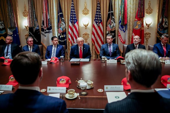 US President Donald Trump holds a Cabinet meeting at the White House on Wednesday.