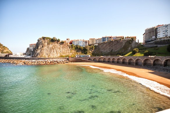 Gaztetape beach in the town of Getaria, Spain.