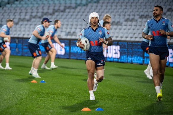 Brian To’o completed Monday night’s session with the Blues