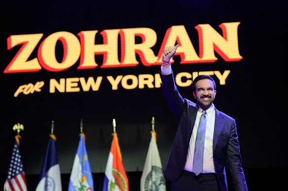 Zohran Mamdani claims victory in the New York City mayoral election.