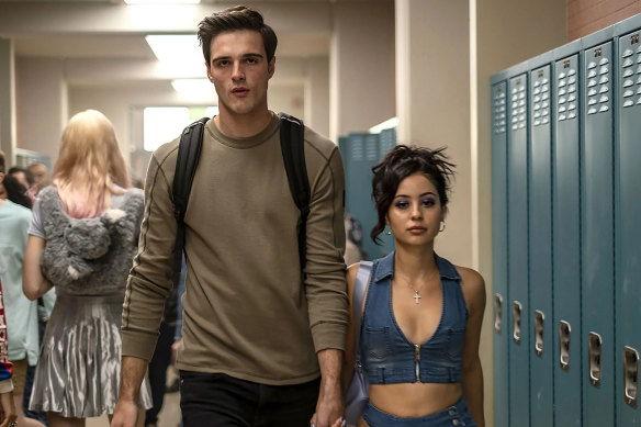 Elordi as Nate, with Alex Demie as Maddy, in season two of Euphoria. It’s been a few years and the cast are getting older. 