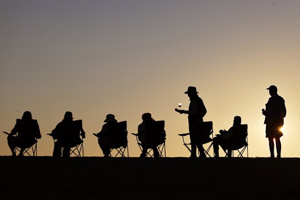 Outback chats as the sun sets.