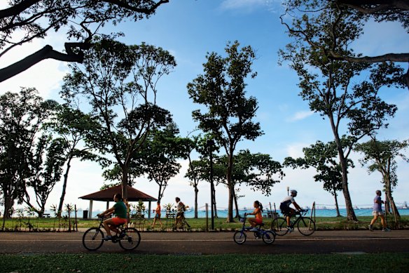 Cycling trails in East Coast Park.