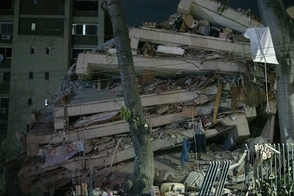 A collapsed building in the Los Palos Grandes neighbourhood of Caracas.