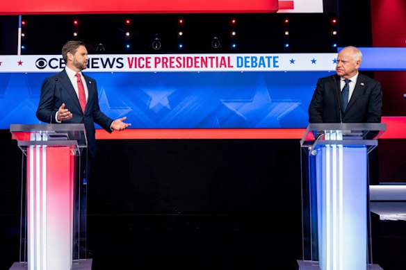 JD Vance debates Tim Walz in the lead-up to the election last year. 