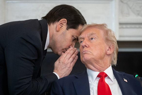 US Secretary of State Marco Rubio, left, with President Donald Trump at the White House on Wednesday.