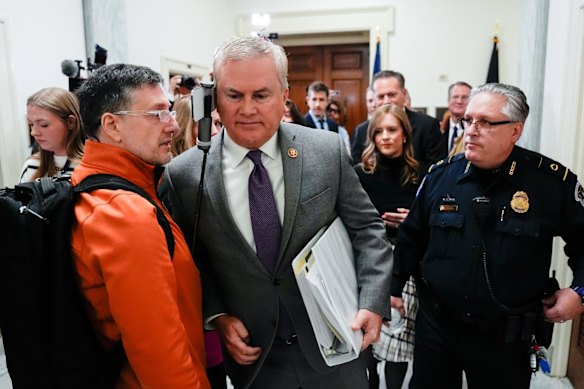 The Clintons have accused House oversight committee chair James Comer (centre) of being part of a plot to target them as US President Donald Trump’s political enemies.