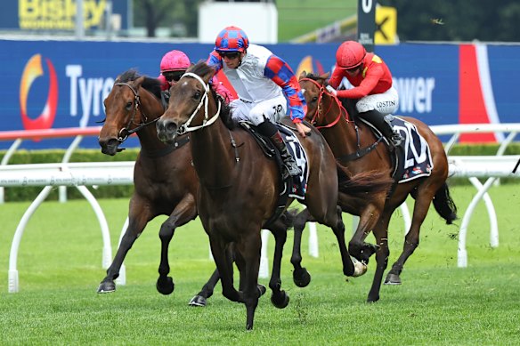 Jean Van Overmeire wins on Sonofdec in the $500,000 Four Pillars Midway at Randwick.