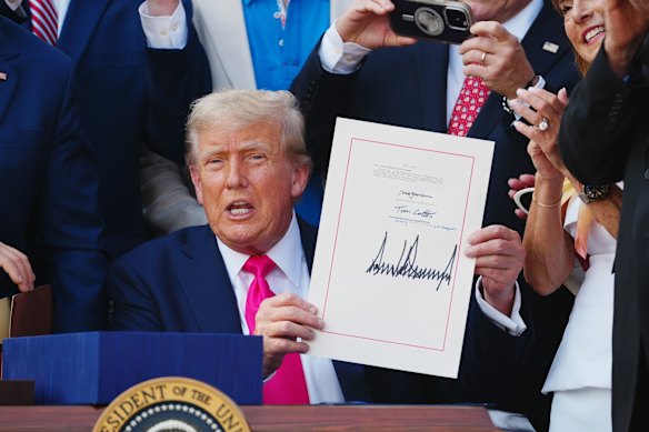 US President Donald Trump during a ceremony for the signing of the One Big Beautiful Bill Act on July 4.