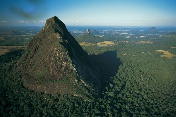Mount Beerwah, the highest of the Sunshine Coast’s Glass House Mountains.