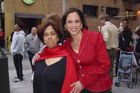 A 2007 photo, provided by the Kamala Harris campaign, shows her with her mother, Shyamala.
