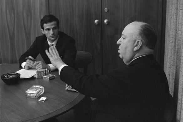 French New Wave director Francis Truffaut and the master of suspense, Alfred Hitchcock.