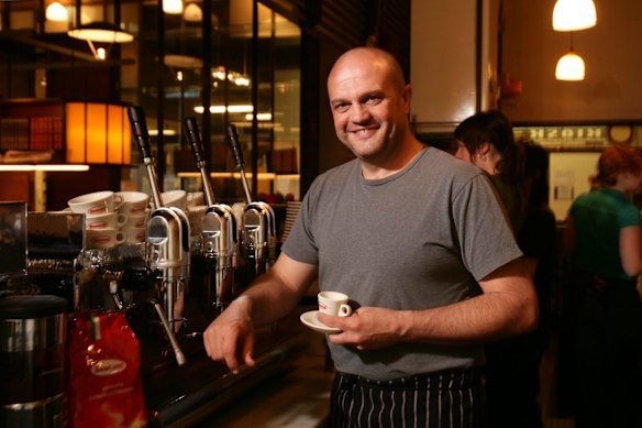 Christopoulos pictured at his Flinders Lane cafe, Journal, in 2006.