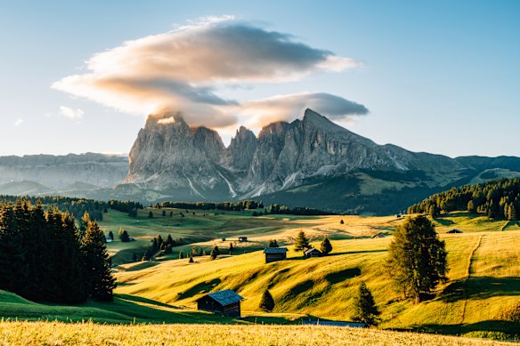 The Dolomites’ Seiser Alm – Europe’s largest high-elevation alpine meadow.