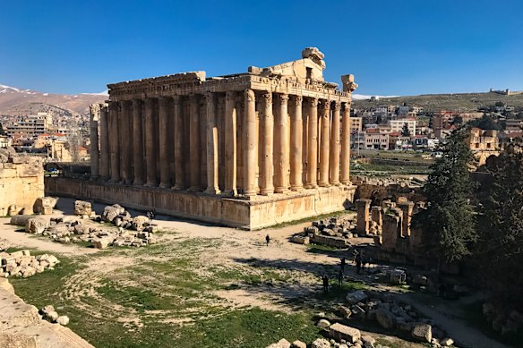 The Temple of Bacchus at the ancient Roman archaeological complex in Baalbek, Lebanon.