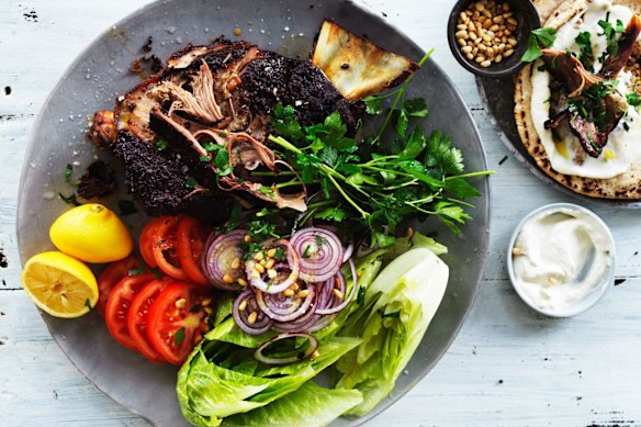 Roast lamb shoulder shawarma.