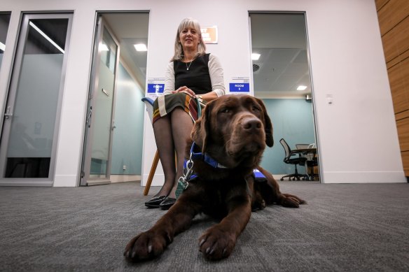 The Office Of Public Prosecutions’ victims engagement co-ordinator Julie Morrison with Lucy. 