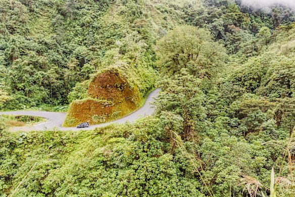 Lush, green hills along Route 126, Costa Rica.