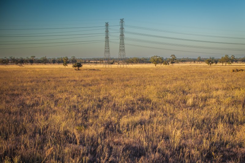 Transmission lines near Lyndley Station on Darling Downs.