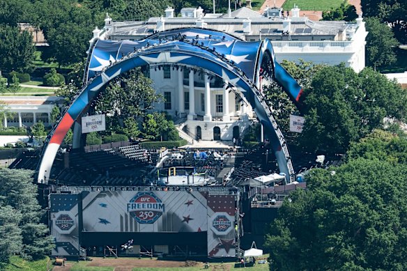 Donald Trump is hosting a $US60 million ($85 million) Ultimate Fighting Championship showcase on the White House South Lawn.