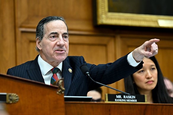 Representative Jamie Raskin, a Democrat from Maryland, was a target of Bondi&rsquo;s invective.