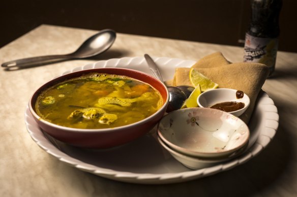 The fitfit (beef soup) at Ras Dashen.