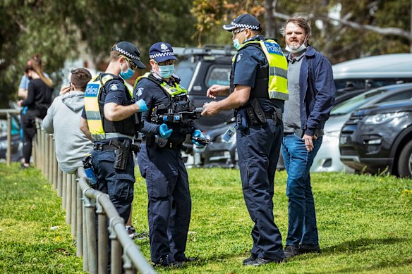 Richardson (right) at an anti-lockdown protest in 2021.