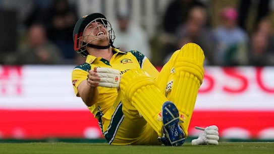 Cameron Green was floored by a Corbin Bosch full toss to the groin.