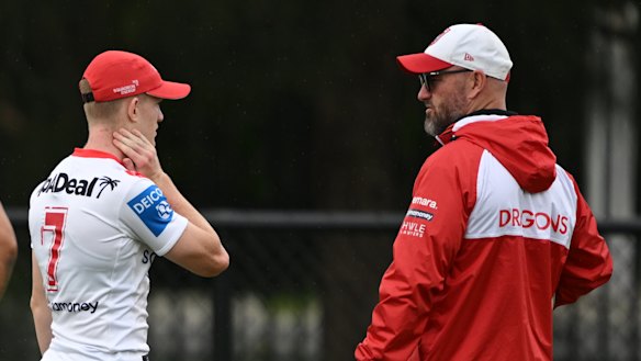 Kade Reed and Dean Young at training on Wednesday.