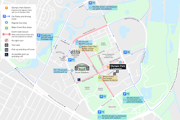 Sydney Olympic Park has special event buses.