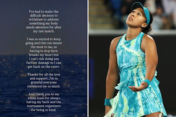 Naomi Osaka and her social media post.