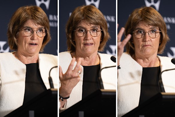 Michele Bullock at her last press conference of 2025 explaining the direction of interest rate movements.