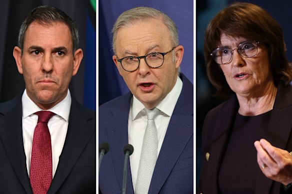 Treasurer Jim Chalmers, Prime Minister Anthony Albanese and Reserve Bank governor Michele Bullock have a fight on their hands. 