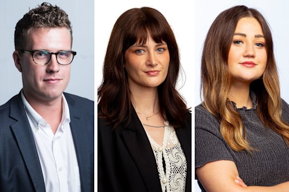 The Herald’s investigative reporter Eryk Bagshaw, Good Food’s Bianca Hrovat and crime reporter Clare Sibthorpe 