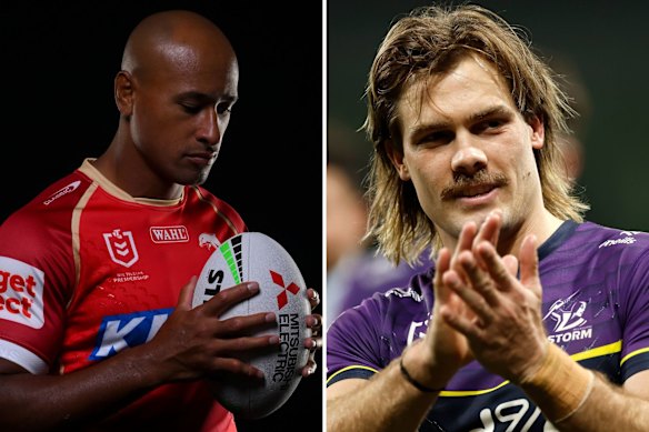 Felise Kaufusi (left) has paid tribute to Ryan Papenhuyzen (right), and called for players to consider concerns around head trauma more seriously.