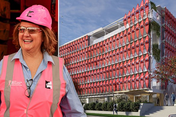 Gina Rinehart and an artist’s impression of Hancock Prospecting’s $270 million West Perth headquarters.