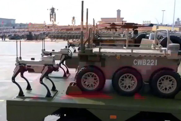 China’s ‘robot wolves’ at the military parade.