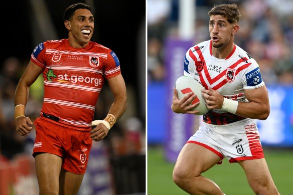 Tyrell Sloan and Zac Lomax are two fullback options for the Dragons in 2024.