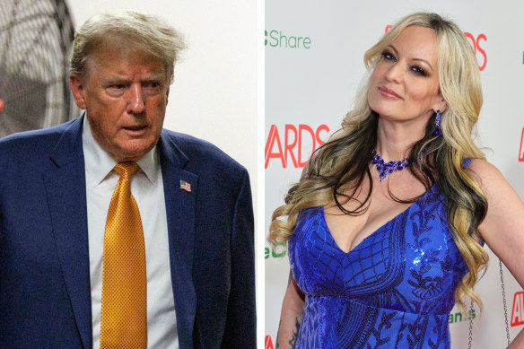 Donald Trump instrumentality    to the courtroom pursuing  a luncheon  interruption  successful  his trial; Stormy Daniels successful  January of this year.